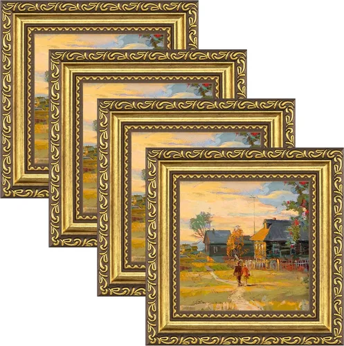 Vista 27 de eletecpro 8x10 Vintage Picture Frame, Glass Cover, Gold, 4-Pack Dorado
