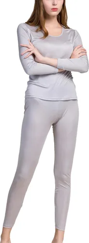 Vista 5 de Grenasasilk Ropa interior larga de seda para mujer, ropa interior térmica de seda de morera, ropa interior térmica para clima frío