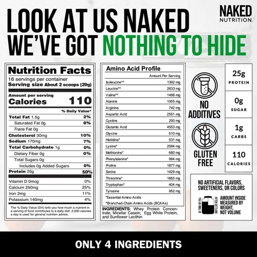 Vista 4 de NAKED Mezcla de proteínas en polvo - Mezcla de proteínas de huevo, suero de leche y caseína