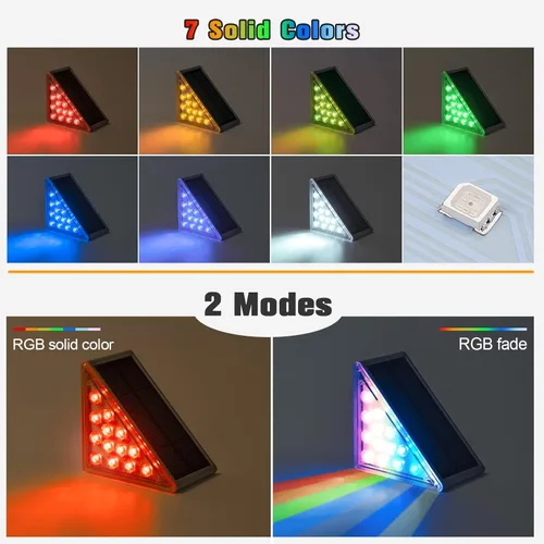 Vista 5 de NIORSUN Luces solares, impermeabilidad IP67, encendido/apagado automáticos, para escalones exterior, escalera, patio, porche, puerta delante, acera