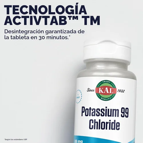 Vista 5 de KAL Cloruro de potasio 99, suplemento de cloruro de potasio de 99 mg, 100