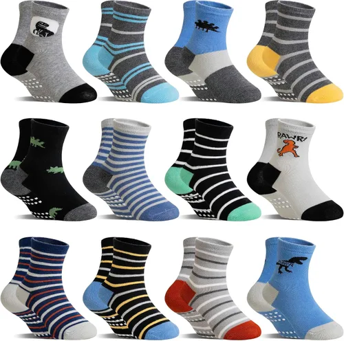 Vista 7 de DoSmart 12 pares de calcetines de algodón transpirable con dibujos animados para bebés y niños pequeños