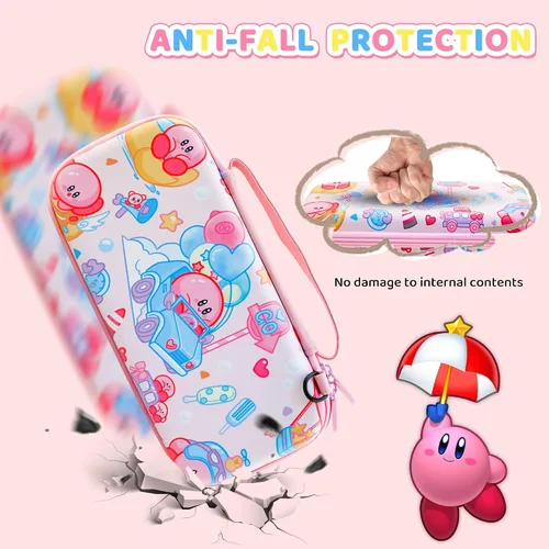 Vista 3 de HYPERCASE 8 in 1 Cute Anime Switch OLED Accessories Bundle, with Pink Switch OLED Carrying Travel Case, Hard PC Protective Cover Skin, HD Screen