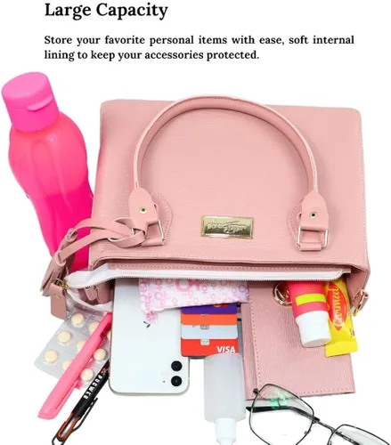 Vista 6 de WilliBags Conjunto de moda para mujer bolsa de mano convertible + cartera, correa extraíble, bolsa con asa superior, bolsos, bolsa 2 piezas