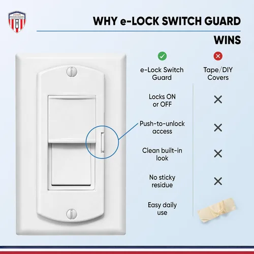 Vista 7 de eLock - Protector de interruptor para interruptores decorativos/basculantes, bloqueo de interruptor de luz a prueba de niños con botón
