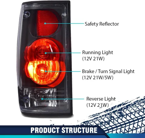 Vista 3 de PIT66 Conjunto de luces traseras compatible con camioneta Toyota Hilux Pickup Truck 1989 1990 1991 1992 1993 1994 1995, lámparas de freno traseras