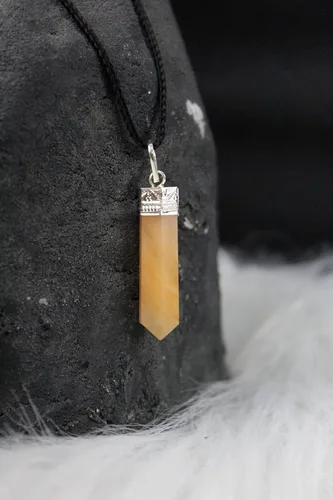 Vista 3 de Colgante de punto de aventurina amarillo azabache con piedras preciosas curativas Reiki, Piedra Piedra Plata alemana