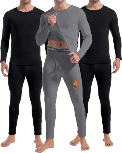 Vista 17 de 2 o 3 juegos de ropa interior térmica para hombre, ropa interior larga Negro y Negro