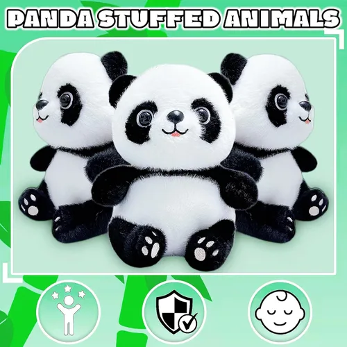 Vista 2 de Juguetes de Peluche de Oso Panda de 10 Pulgadas para Niños y Bebés, Lindos Juguetes de Oso Panda de Peluche, Osos de Peluche Suaves para Relleno