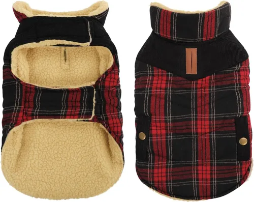 Vista 15 de Queenmore Abrigo de invierno para perro, chaqueta acolchada cálida e impermeable, con forro de felpa, chaleco térmico para clima frío, para perros