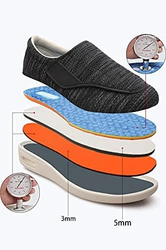 Vista 2 de youyun Zapatos para diabéticos para hombres mayores anchos para hombres zapatos para caminar zapatos de cierre ajustable transpirables ligeros