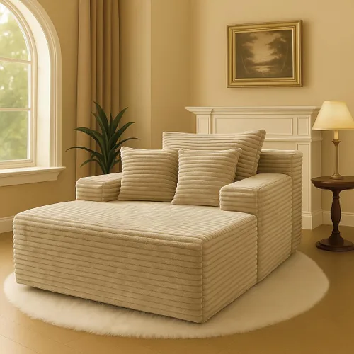 Vista 16 de COMHOMA - Sofá seccional modular de 105" con asiento profundo, sofá en forma de L tapizado en nube, brazos anchos, tela de corduroy, chaise lounge