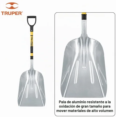 Vista 3 de Truper 31299 Tru Pro Cuchara de aluminio No.14, mango en D de fibra de vidrio, 27 pulgadas