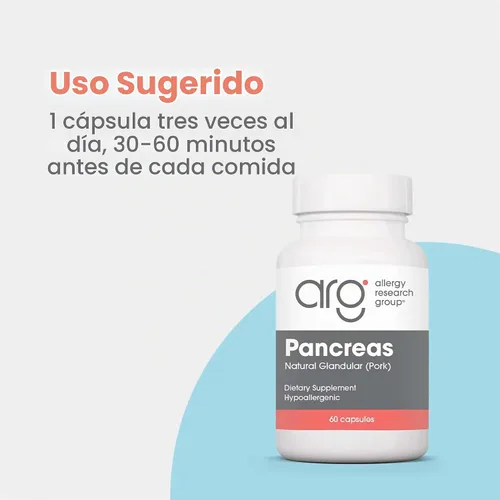 Vista 3 de ARG Pancreas Natural Glandular 425 mg Cerdo, 60 Cápsulas