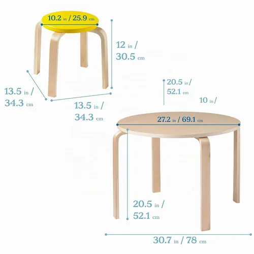 Vista 2 de Mesa ECR4Kids de madera natural curvada, Variados, 1