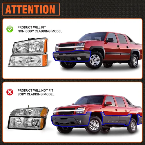 Vista 2 de 2003 2004 2005 2006 Conjunto de faros delanteros Chevy Silverado para 03 04 05 06 Chevy Silverado Avalanche 1500/2500/3500 Carcasa cromada Reflector