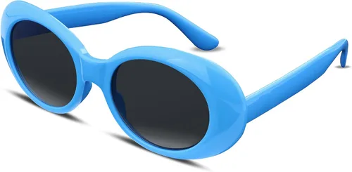 Vista 17 de FEISEDY Gafas de sol blancas ovaladas Clout Goggles para mujeres y hombres, retro, redondas, de moda, con montura, marco de disfraz estilo Clueless