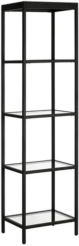 Vista 18 de Henn&Hart Mesa auxiliar cuadrada de 20 pulgadas de ancho en bronce ennegrecido, mesa para sala de estar, dormitorio Two-tiered glass shelves with