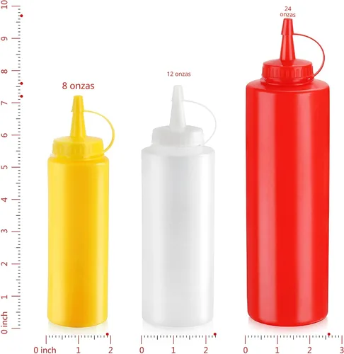 Vista 3 de Botellas compresibles New Star Foodservice 26115, de plástico, de 8 onzas, transparentes, paquete de 6
