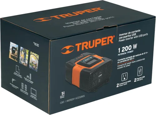 Vista 7 de Truper Inversor de corriente 10491 / INCO-1000-1000 W con puerto de carga USB