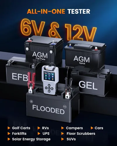 Vista 5 de ANCEL BA101 Plus Probador de Batería de Auto 6V 12V, Probador de Carga 20-2000 CCA, Analizador Digital de Alternador Automotriz, Herramienta