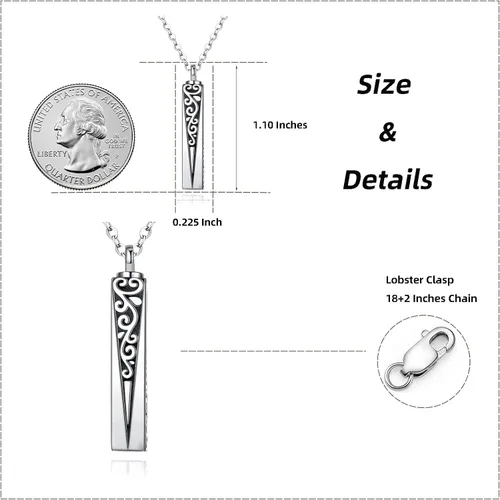 Vista 121 de Collar con colgante de urna de cenizas de cremación y árbol de la vida para mujer, plata de ley US1