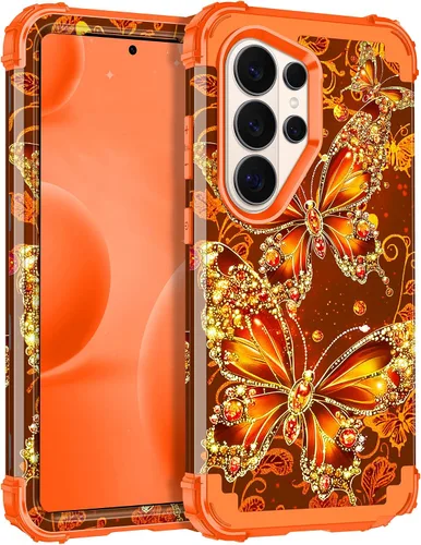 Vista 34 de Miqala Funda para Galaxy S21 FE 5G, brilla en la oscuridad, tres capas, resistente, protección a prueba de golpes, parachoques de plástico