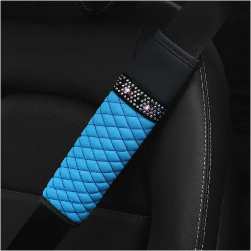 Vista 17 de AICEL - Juego de 2 fundas para cinturón de seguridad de auto, correa de hombro con brillo de strass para una conducción más cómoda, almohadillas