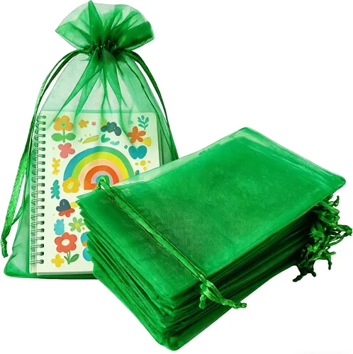 Vista 23 de Paquetes de 50 bolsas de regalo de organza de 4 x 6 pulgadas con cordón negro transparente, decoraciones de embalaje de tela transparente