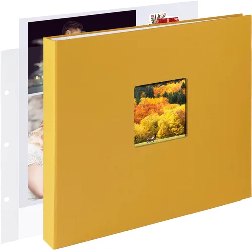 Vista 36 de 1DOT2 8x8 DIY pequeño álbum de recortes con 3 anillas, álbum de fotos con diario, con 30 fundas de plástico, 60 páginas y cubierta de tela