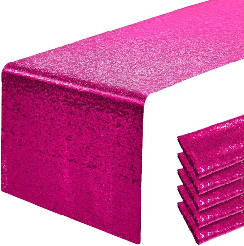Vista 56 de Pufogu - Camino de mesa de lentejuelas brillantes de 12 x 72 pulgadas para fiestas de cumpleaños, decoración de bodas, despedidas de soltera