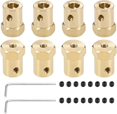 Vista 6 de uxcell Acoplador hexagonal de 0.118 in con motor de orificio hexagonal de latón acoplamiento flexible para ruedas de automóvil, neumáticos, motor
