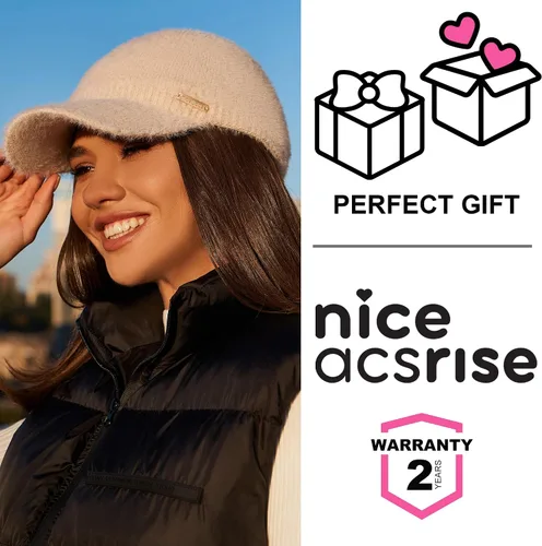 Vista 6 de Beanie Visor - Gorro de punto de lana de invierno para mujer con ala - Gorra de punto con visera