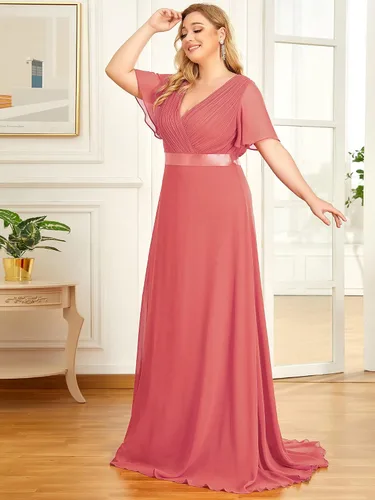Vista 4 de Ever-Pretty 09890 Maxi vestido de fiesta de noche, con cuello en V doble, para mujer