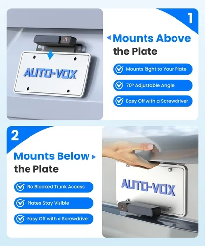 Vista 3 de AUTO-VOX Cámara de respaldo inalámbrica solar con monitor de 5" 1080P: Batería de 5000mAh, 2 minutos de instalación DIY y 2 cámaras de respaldo