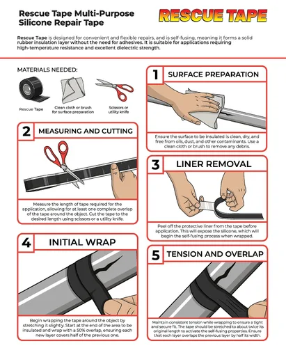 Vista 8 de Cinta de rescate; Cinta de silicona autofusionable de reparación de emergencia, sellado de tuberías de fontanería y fugas de manguera de radiador