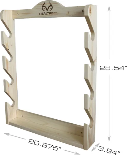 Vista 2 de Rush Creek Creations Realtree Xtra Camo - Estante de pared para 4 pistolas, sostiene rifles y escopetas de forma segura, ranuras acolchadas