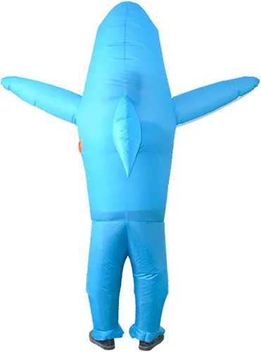 Vista 5 de Disfraz inflable de tiburón para adultos, disfraz inflable de tiburón para hombres, divertido
