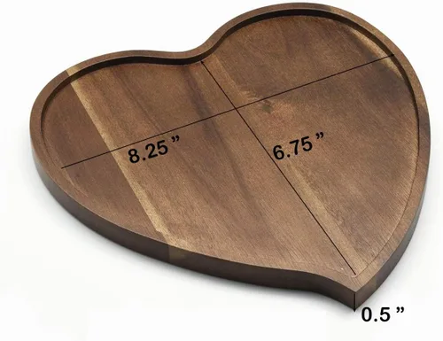 Vista 6 de JB Home Collection, Bandeja romántica de madera de acacia con forma de corazón, bandeja para servir aperitivos, pasteles, frutas, frutos secos