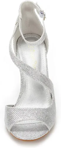 Vista 4 de Dream Pairs Nile Sandalias modernas de tacón tipo stiletto, con puntera abierta, para mujer