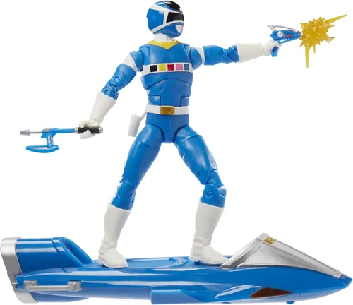 Vista 3 de Power Rangers Lightning Collection in Space Blue Ranger & Galaxy Glider - Figura de acción coleccionable de 6 pulgadas, múltiples accesorios