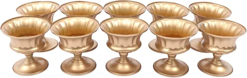 Vista 9 de 10 jarrones dorados para centros de mesa, decoración de mesa de boda para recepción, soporte de flores para el hogar, ceremonia, eventos de Navidad