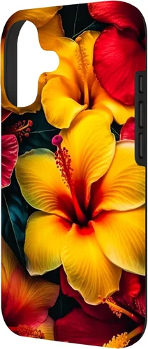 Vista 2 de Hawaiian Tropical Yellow Red Hibiscus Plumeria Case for iPhone 17