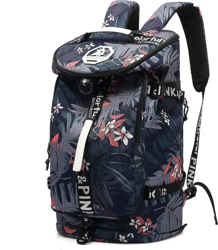 Vista 25 de Kalesi Mochila Bolsa de Lona para Gimnasio 4 Vías Impermeable con Compartimento para Zapatos para Viaje Deporte Senderismo Laptop, 02-Negro