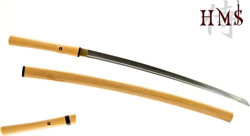 Vista 8 de HMS - Espada japonesa de samurái shirasaya katana, forjada a mano, acero al carbono 1095, templada en arcilla, de espiga completa, afilada Hoja