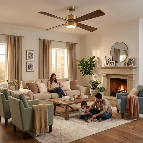Vista 2 de Ventiladores de techo dorados de 52 pulgadas con luces y control remoto Latón - 52 pulgadas