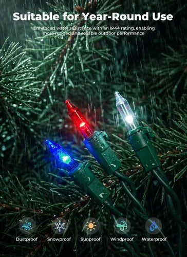 Vista 6 de Minetom Tira de luces LED de Navidad, color rojo, blanco y azul, 100 unidades, 20 pies, decoración del 4 de julio, decoración del día