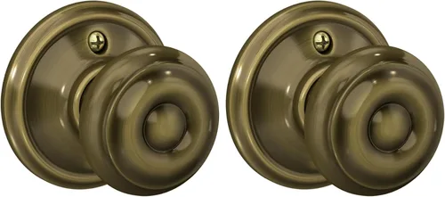 Vista 103 de SCHLAGE F10 GEO 716 Pomo de Puerta Georgiano, Cerradura de Paso para Pasillo y Armario, Bronce Envejecido (Paquete de 4)