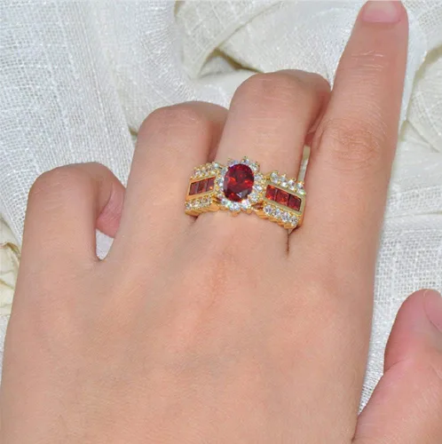 Vista 3 de Xiaomei Anillo de compromiso de oro amarillo de 14 quilates para mujer, joyería nupcial de compromiso, talla 6-10 (EE. UU. 10)