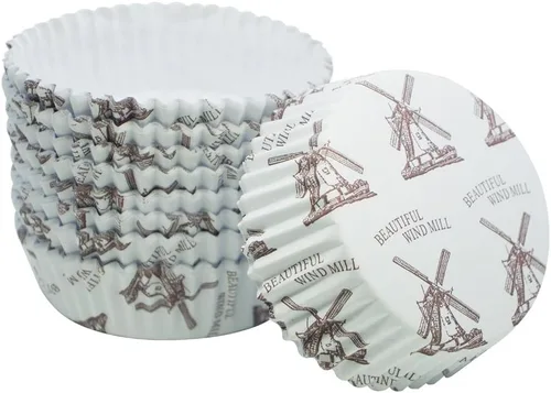 Vista 3 de Taza de papel antiadherente desechable con volantes y forma redonda, paquete de 100 (3.5 pulgadas)